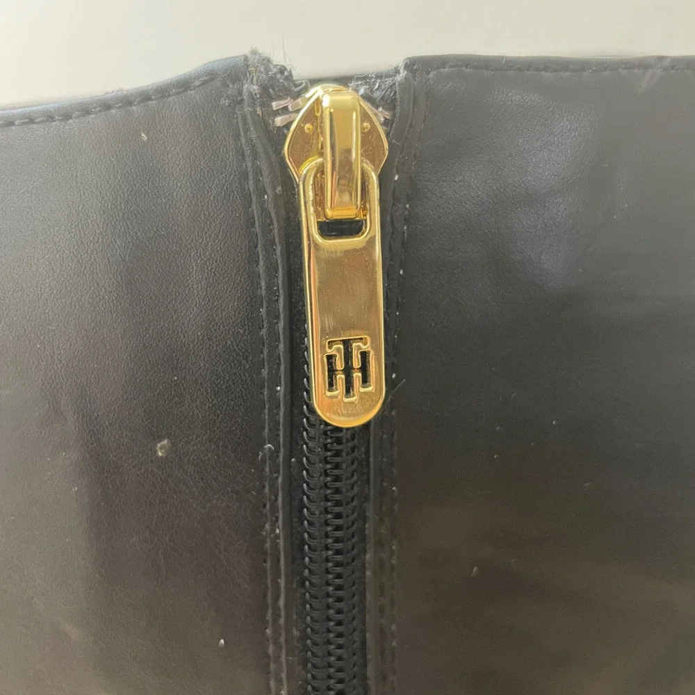 Tommy Hilfiger‎ Black Leather Tall Riding Boots Size 6.5M